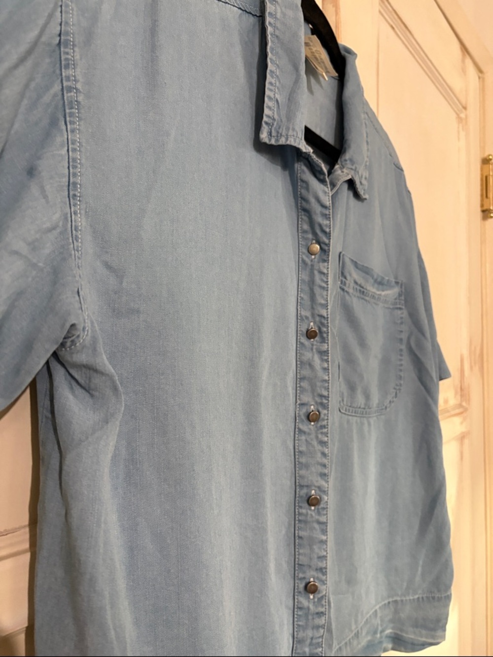 Relaxed Light Blue Women's Button-Down Shirt - Picture 2 of 6